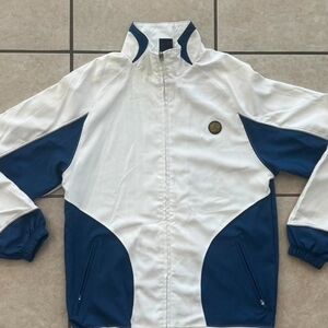 Men's White and Navy Windbreaker Jacket - Lightweight Athletic Layer